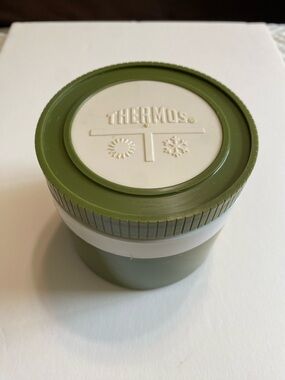 Thermos Olive Green and White Insulated Food Jar